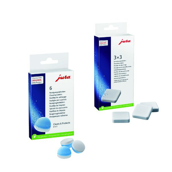 Pack de 6 pastilles de nettoyage et 3 détartrage pour machine Jura